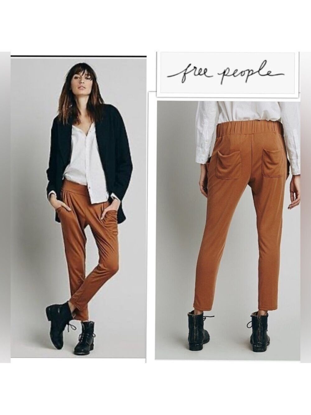 Free People Scandi Girl Drapey Pocket Buttery Soft Lagenlook Pants size Medium